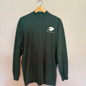 Vintage Eagle USA Tulsa Parks Mock Neck Long Sleeve T-Shirt Green Mens XL USA